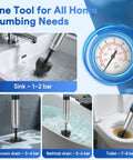Straight Up High Pressure Toilet Plunger With Real Time Gauge For Rapid Drain Clearing And Sink Unclogging That Blows Out Gunk Fast giving pressure readings for various uses.