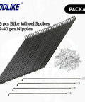14G J Bend Bicycle Steel Spokes Set Of 36 With Nipples Black 256 To 305 Millimeter Length Straight Head