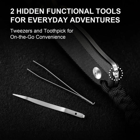 Drop Bear Fixed Blade Knife With 2.57 Inch D2 Satin Blade, Ultra Lightweight EDC Camping Knife With Black G10 Handle, hidden tools