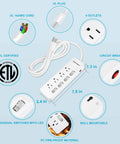 Diagram of Beefy 6 Foot Heavy Duty Extension Cord With Four Independent Switches For High Wattage Appliances 14 Gauge Surge Protector