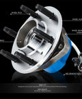 Front Wheel Bearing Hub Assembly With ABS Sensor Plug For Cadillac SRX 2004 2009 And Cadillac STS 2010 2011 Driver Or Passenger Side