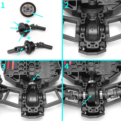 Beefed Up Steel Front And Rear Differential Gear Set For Traxxas 1 To 16 Scale Mini Maxx Mini Slash XRT VXL 3S Monster Truck Spiral Cut