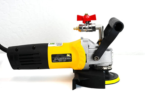 Side view of Powerful Five Inch Wet Polisher Kit For Concrete Countertops And Stone Surfaces With Variable Speed 800W Wet Grinder Sander