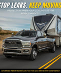 Quick Fix Radiator Coolant Leak Sealer 12 Oz Instant Micro Fiber Formula in use with a truck towing an RV.