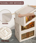 Hella Roomy 76 QT Storage Bins With Heavy Duty Snap Lid Covers, showing stackable collapsible crates with wheels.