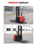 Heavy Duty Electric Hand Pallet Jack Stacker With 3000mm Lift Height For Warehouse Floor, showcasing product in outdoor setting.