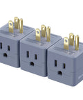 ETL Listed 3 Pack 3 Outlet Wall Adapter Cube Tap Grounded 3 Way Plug Splitter With 90 Degree Design Space Saving Power Splitter