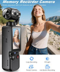 Pocket POV Camera With 180 Degree Rotating Lens, One-Tap Recording, 32GB Memory, 7 Hour Battery, Handy Vlog Cam