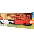 Totally Realistic Ranch Truck Playset With Lights And Sounds Cattle Trailer 18 Piece Farm Toy Set in packaging