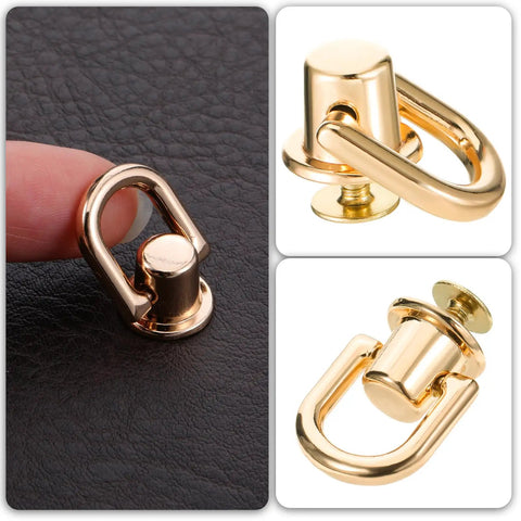 Heavy Duty 360 Degree Rotatable D Rings For Purses And Bags Includes Screws Punch Tool And Screwdriver Ideal For Crossbody Conversion Kits DIY Handbag Leather Straps Belts And Dog Collars In Light Gold, zinc alloy