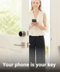 Smart Lock Retrofit For Your Deadbolt In Minutes With Built In Wi Fi Keyless Entry, App Remote Control, Auto Lock, Door Ajar Alerts, 300 Day Battery, Alexa Compatible, No Drill Installation, Antique Bronze Finish installed on door