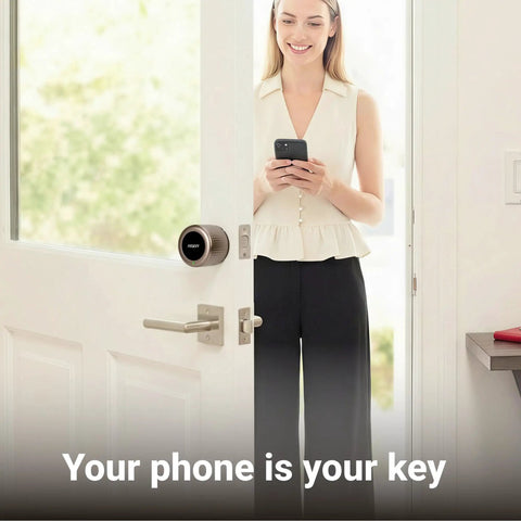 Smart Lock Retrofit For Your Deadbolt In Minutes With Built In Wi Fi Keyless Entry, App Remote Control, Auto Lock, Door Ajar Alerts, 300 Day Battery, Alexa Compatible, No Drill Installation, Antique Bronze Finish installed on door