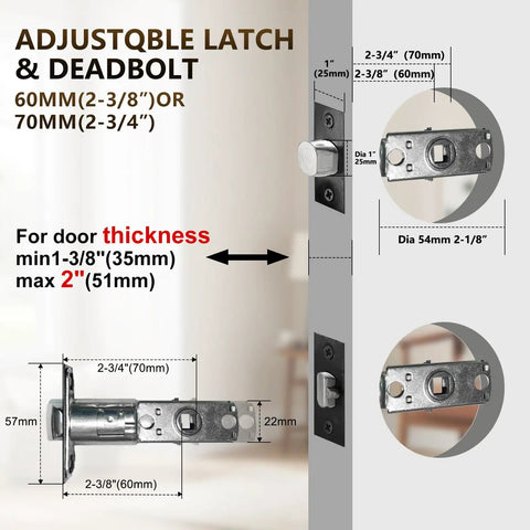 Beefy Heavy Duty Keyed And Dummy Handleset For Dual Door Entry In Pewter Finish With Keyed Alike Left And Right Handed Levers Built To Last Adjustable Backset 60mm To 70mm And Five And A Half Inch Hole Spacing diagram