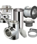 Rock Solid 6 Inch Through The Wall Chimney Thimble Kit With Flat Top Heat Shield Cap For Class A Double Wall Insulated Wood Stove Pipe 304 Stainless Steel Easy Installation components.