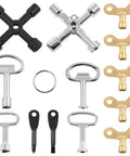 Thirteen Piece Utility Keys Kit For Plumbing And Home Use With 4 Way Service Cross Key Triangle Cabinet Spanner Keys Water Tap Faucet Keys