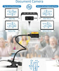 Super Sharp 4K Streaming Webcam With Auto Focus And Soft Key Light For Pc Laptop Desk Setup showing document camera setup for presentations.