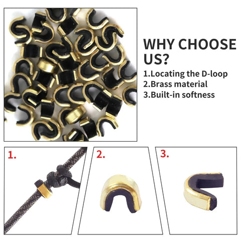 Forty Pack Brass Bowstring Nock Points For Archery Tuning Durable Buckle Clips With Non Slip Nylon Lining Black Nock Point Set