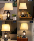 Farmhouse Table Lamps Set of 2, 3 Way Dimmable Touch Lamps in various home settings with USB port and rotary switch