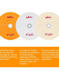 Top Shelf 3 Pack Of 8 Inch Polishing Wheels For Bench Grinders Featuring Heavy Duty 50 Ply Cotton Buffing Pads with coarse, medium, fine grit.