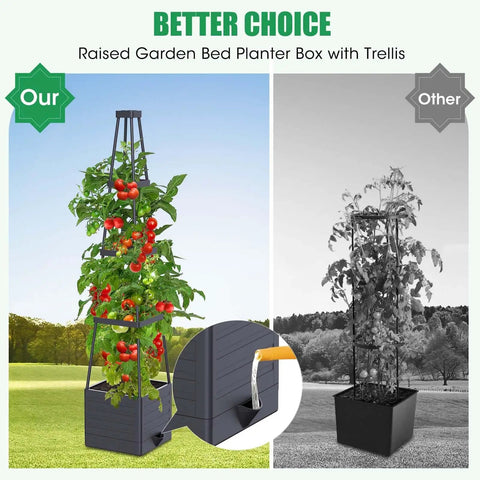 raised self watering planter box 2 Pack Tomato Planter With Trellis, Self-Watering Garden ✓