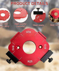 Router Corner Radius Template Set for Woodworking, Pro Grade Red Aluminum Jig, R10 to R50, Eight Interchangeable Templates