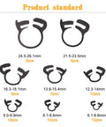 56-Pcs Heavy Duty Nylon Hose Clamps Assortment With Double Snap Grip showing various sizes and counts from 6.1-26.1mm