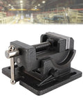 Rock Solid Heavy Duty 3 Inch Drill Press Vise With Cast Iron Frame And Hardened Steel Jaws, detailed view of clamp mechanism.