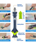 Comprehensive Caulking Tool Kit With 28 Pieces Silicone Tools And Stainless Steel Heads For Precision Sealant Application And Finishing In Kitchen And Bathroom Windows A Handy Pro Grade DIY Home Improvement Set with usage instructions
