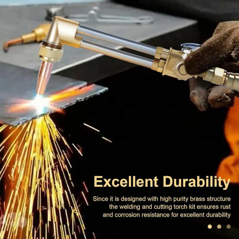 All in One Portable Oxy Acetylene Torch Kit for Welding and Cutting, Pro Grade Oxygen and Acetylene Tank Set with Dual Gauge Regulators, Hoses and Carry Tote, Perfect for Brazing, Heating, and Torch Work, brass torch cutting steel