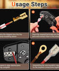 Step-by-step usage guide for Spade Connector Crimping Kit With 28 Connector Types, 420 Spade Connectors And 270 Insulation Sleeves