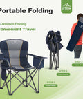 Oversized Heavy Duty Folding Camping Chair Outdoor With Cup Holder Storage And Built In Cooler Thick 600D Oxford Fabric