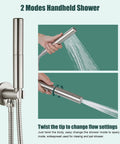 Brushed Nickel Wall Mount Tub Faucet Set With Handheld Shower Wand And Spout, Two spray modes detail