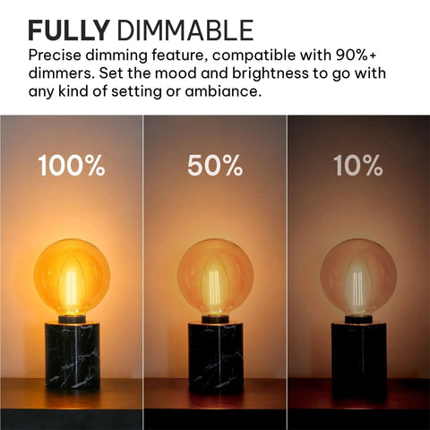 Dimmable E12 LED Candelabra Bulbs Set 4W 40W Equivalent 2700K Warm Vintage Candle Light displaying dimming settings.
