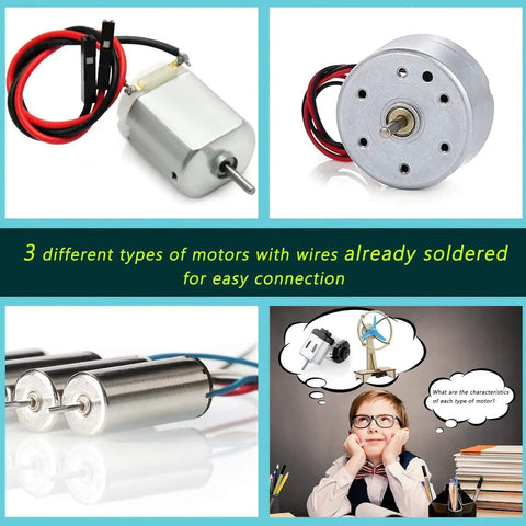 Hands On Solar And Wind STEM Kits For Kids Aged 8 9 10 11 12 Build A Solar Car Plane Wind Powered Car And Electric Fan motors with soldered wires