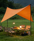 Triangle Shade Sail Canopy 118 Inch Sand Permeable Breathable Outdoor Shade over outdoor table and chairs