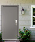 Quick Mount Steel Security Door With Frame And Hardware Gray Left Side Hinged Inward Swing Adjustable Width 32 And 11 Sixteenths To 35 Inches And Height 81 And 11 Sixteenths Inches Built To Last And Easy Install For A Solid Home Entry installed