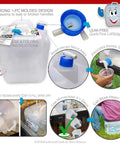Diagram of BPA Free Collapsible Water Container With Spigot For Your Go To Camping And Outdoors Setup Food Grade Portable Water Storage Carrier Jug