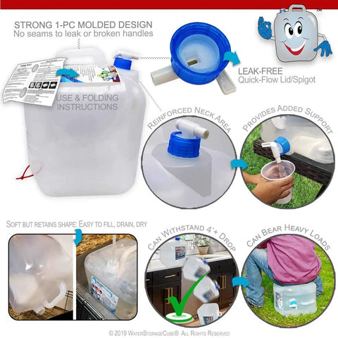 Diagram of BPA Free Collapsible Water Container With Spigot For Your Go To Camping And Outdoors Setup Food Grade Portable Water Storage Carrier Jug