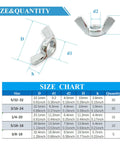 Wing Nut Kit 38 Pieces In 5 Sizes 5/32 3/16 1/4 5/16 3/8 Carbon Steel Zinc Plated Butterfly Fasteners Size Chart