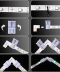 10mm 3 Pin LED Strip Connectors Kit Solderless L Shape And T Shape Adapters for WS2811 WS2812B SK6812, clip connection process.