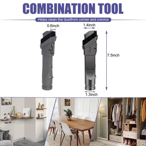V6 Cordless Vacuum Attachment Kit Combination Tool dimensions for DC34 DC44 DC59 DC16 DC24 DC35 DC56 Animal Motorhead