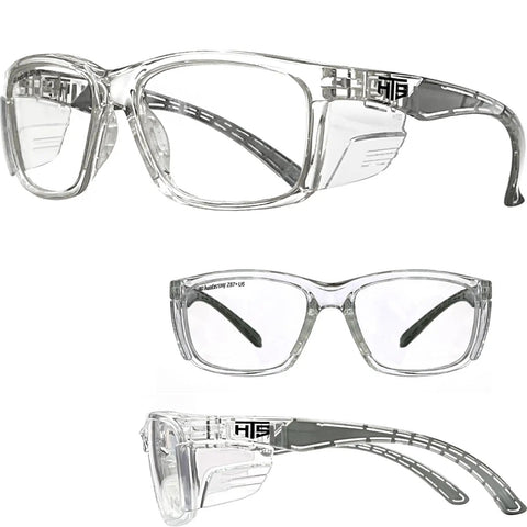 Tough Safety Glasses With Side Shields Anti Fog Clear Lens ANSI Z87 Plus Certified Protective Eyewear For Men And Women displaying comfortable clear design.