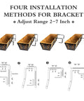 Four installation methods for Two Pack 24 Inch Window Box Planters With Adjustable Brackets Coco Liners And Fabric Grow Bags.