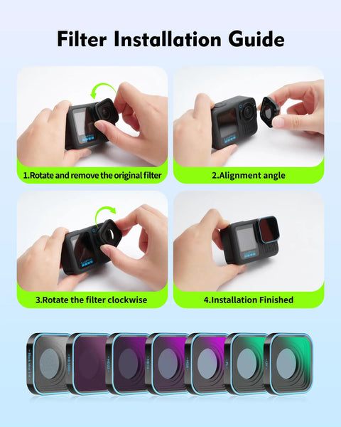 Dope Circular Polarizer CPL Lens Filter For GoPro Hero 9 10 11 12 13 Black Multi Coated HD Glass installation guide