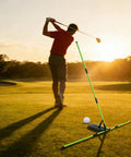 Golf Alignment Stick Trainer With Adjustable Swing Plane Guide For Indoor And Outdoor Practice Pro Grade Visual Swing Cues in use