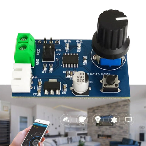 Straight Up Dual Channel SG90 Servo Control Motor Driver Board For Pluggable Robot Arm Projects And Smooth RC Steering Gear Debugging Setup Game Changer with onboard knob.