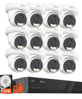 4K 16 Channel PoE Security Camera System With 12 Outdoor 8MP IP Cameras Human and Vehicle Detection Smart Color Night Vision 16 Channel NVR With 4TB HDD For Biz Use