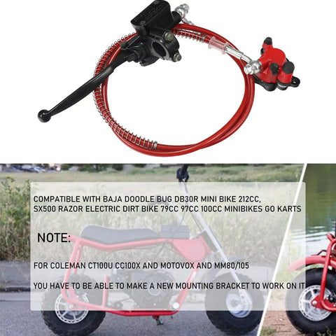 Hydraulic Brake System Kit With 50 Inch Hose For Baja Doodle Bug DB30R Mini Bike 212cc And 79cc 97cc 100cc Go Karts