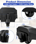 Product dimensions for 2 Pack 12388 Foot Caster and 12293 Caster Wheel Kit for Ridgid vacuums, showing measurements and design details.