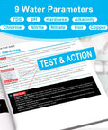 Open guide from Water Test Kit With TDS Meter And 20 Test Strips, Eight In One Diagnostics, User Action Guide And Two Record Sheets